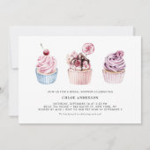 Rosa und Lila Brautparty Cupcakes Einladung (Vorderseite)