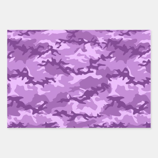 Rosa und Lila Camouflage Geschenkpapier Set (Vorderseite)