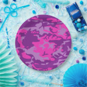 Rosa und lila Camouflage Pappteller (Party)