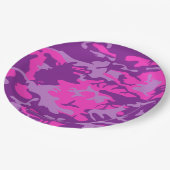 Rosa und lila Camouflage Pappteller (Schrägansicht)