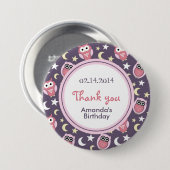 Rosa und Lila Cartoon Geburtstag Button (Vorne & Hinten)