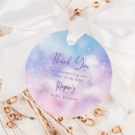 Rosa und Lila Cloud Nine Baby Dusche Geschenkanhänger