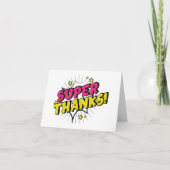 Rosa und Lila Comic Buch Superhelde Einzigartiges Dankeskarte (Vorderseite)