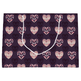 Rosa und Lila Dekos Herz Gemustert Große Geschenktüte