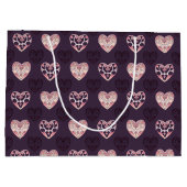 Rosa und Lila Dekos Herz Gemustert Große Geschenktüte (Rückseite)