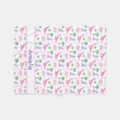 Rosa und Lila Dinosaurier - Mädchen Dinosaurier Fleecedecke (Vorderseite (Horizontal))