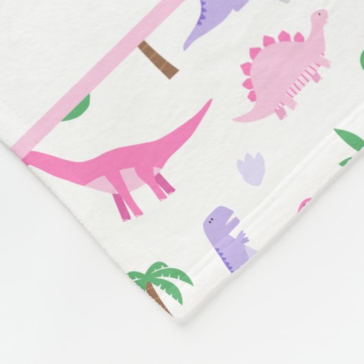 Rosa und Lila Dinosaurier - Mädchen Dinosaurier Fleecedecke (Ecke)