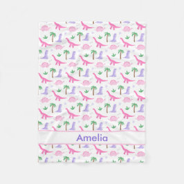 Rosa und Lila Dinosaurier - Mädchen Dinosaurier Fleecedecke