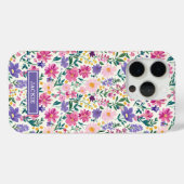 Rosa und lila Ditsy-Blumen monogrammiert Case-Mate iPhone Hülle (Rückseite (Horizontal))