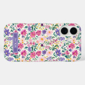 Rosa und lila Ditsy-Blumen monogrammiert Case-Mate iPhone Hülle (Rückseite (Horizontal))