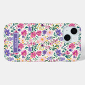 Rosa und lila Ditsy Blumen monogrammiert Case-Mate iPhone Hülle (Rückseite (Horizontal))