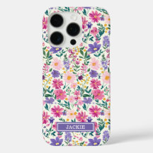 Rosa und lila Ditsy-Blumen monogrammiert