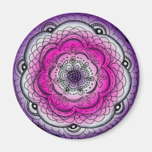 Rosa und Lila Doodle-Blume Magnet