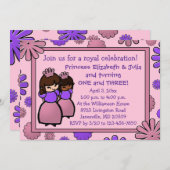 Rosa und Lila Doppeldruckerin Einladung zum Geburt (Vorne/Hinten)