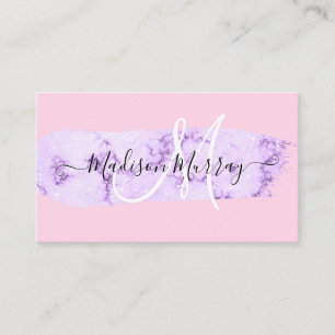 Rosa und Lila Einhorn Monogramm Name Visitenkarte