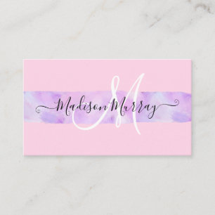 Rosa und Lila Einhorn Monogramm Name Visitenkarte