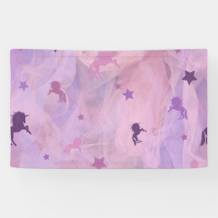 Rosa und lila Einhorn- und Sterndesign - Mädchen s Banner