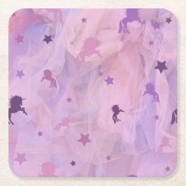 Rosa und lila Einhorn- und Sterndesign - Mädchen s Rechteckiger Pappuntersetzer