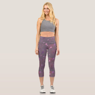 rosa und lila Einhorn- und Sternenmuster Capri Leggings