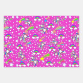 Rosa und Lila Einhornwaschpapier-Set Geschenkpapier Set (Vorderseite 3)
