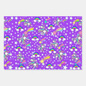 Rosa und Lila Einhornwaschpapier-Set Geschenkpapier Set (Vorderseite 2)