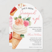 Rosa und Lila Eiscreme und Brautparty mit Blumen Einladung (Vorne/Hinten)