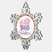 Rosa und lila Elefantenschwester Weihnachten Schneeflocken Zinn-Ornament (Rechts)