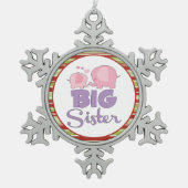 Rosa und lila Elefantenschwester Weihnachten Schneeflocken Zinn-Ornament (Vorderseite)