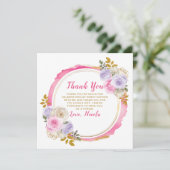 Rosa und Lila elegante Blume 16 . Geburtstag Dankeskarte (Stehend Vorderseite)