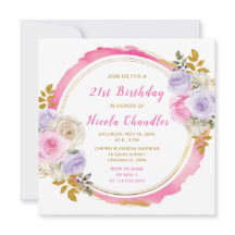 Rosa und Lila elegante Blume Geburtstagsparty