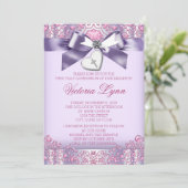 Rosa und Lila Erste Kommune Einladung (Stehend Vorderseite)