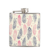 rosa und Lila Ethnic Fether-Muster Flachmann (Vorderseite)