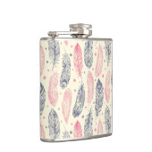 rosa und Lila Ethnic Fether-Muster Flachmann (Rechts)