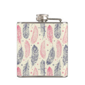 rosa und Lila Ethnic Fether-Muster Flachmann (Rückseite)