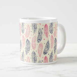 rosa und Lila Ethnic Fether-Muster Jumbo-Tasse