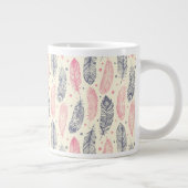 rosa und Lila Ethnic Fether-Muster Jumbo-Tasse (Rechts)