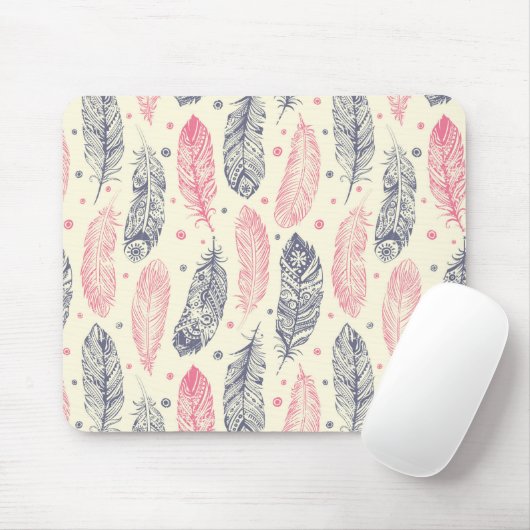 rosa und Lila Ethnic Fether-Muster Mousepad (Mit Mouse)