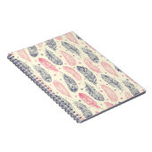 rosa und Lila Ethnic Fether-Muster Notizblock (Rechte Seite)