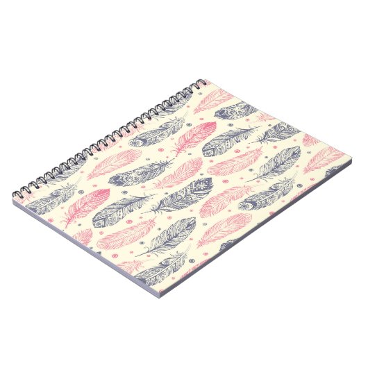 rosa und Lila Ethnic Fether-Muster Notizblock (Linke Seite)