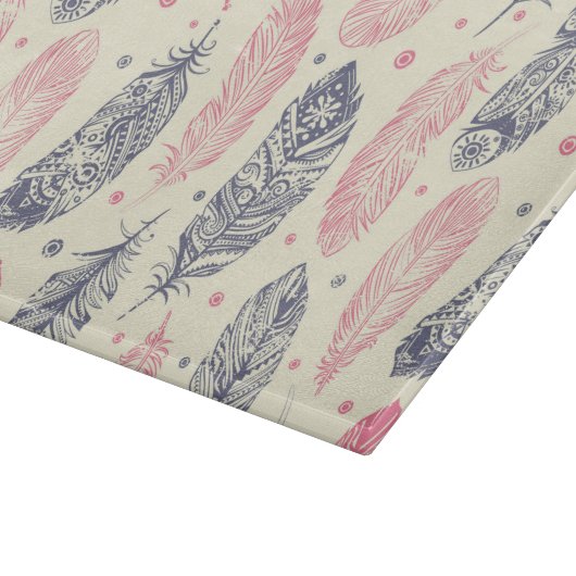 rosa und Lila Ethnic Fether-Muster Schneidebrett (Ecke)