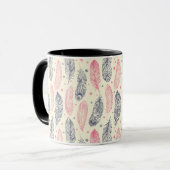 rosa und Lila Ethnic Fether-Muster Tasse (Vorderseite Links)