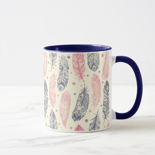 rosa und Lila Ethnic Fether-Muster Tasse (Rechts)