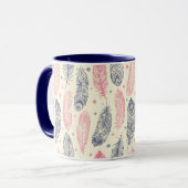 rosa und Lila Ethnic Fether-Muster Tasse (Vorderseite Links)