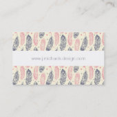 rosa und Lila Ethnic Fether-Muster Visitenkarte (Rückseite)