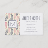 rosa und Lila Ethnic Fether-Muster Visitenkarte (Vorderseite)