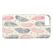 Rosa und lila ethnisches Feder-Muster Case-Mate iPhone Hülle (Rückseite (Horizontal))