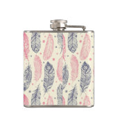 Rosa und lila ethnisches Feder-Muster Flachmann (Rückseite)