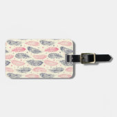 Rosa und lila ethnisches Feder-Muster Gepäckanhänger (Vorderseite horizontal)