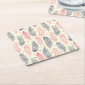 Rosa und lila ethnisches Feder-Muster Rechteckiger Pappuntersetzer (angewinkelt)