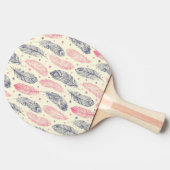 Rosa und lila ethnisches Feder-Muster Tischtennis Schläger (Seitenansicht)
